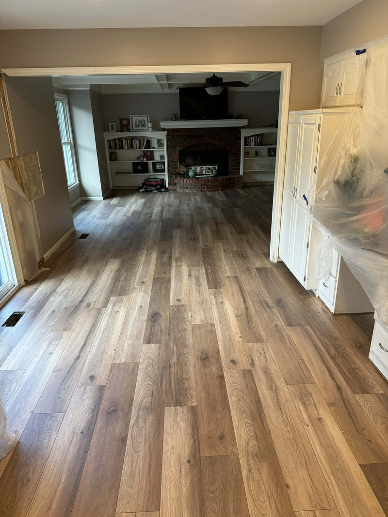Dark stain, high gloss finish
